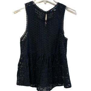 American Eagle Outfitters black sleeveless open sheer lace top size XS